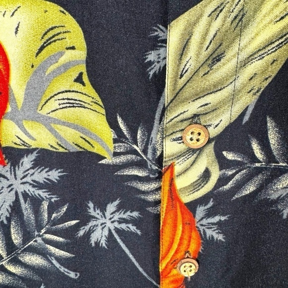 Ron Chereskin Vintage Rayon Hawaiian Camp Shirt, Blue Palm Leaves, Size XXL - Picture 6 of 9